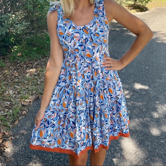 Like new blue & orange tie dress - Picture 4 of 4